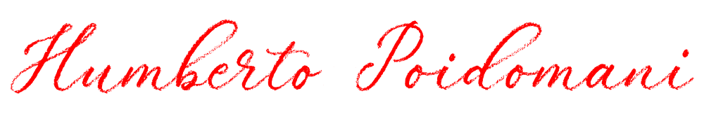 Transparent Large Red Close-up of Humberto Poidomani's distinctive signature, featuring bold, sweeping strokes, indicative of his artistic style