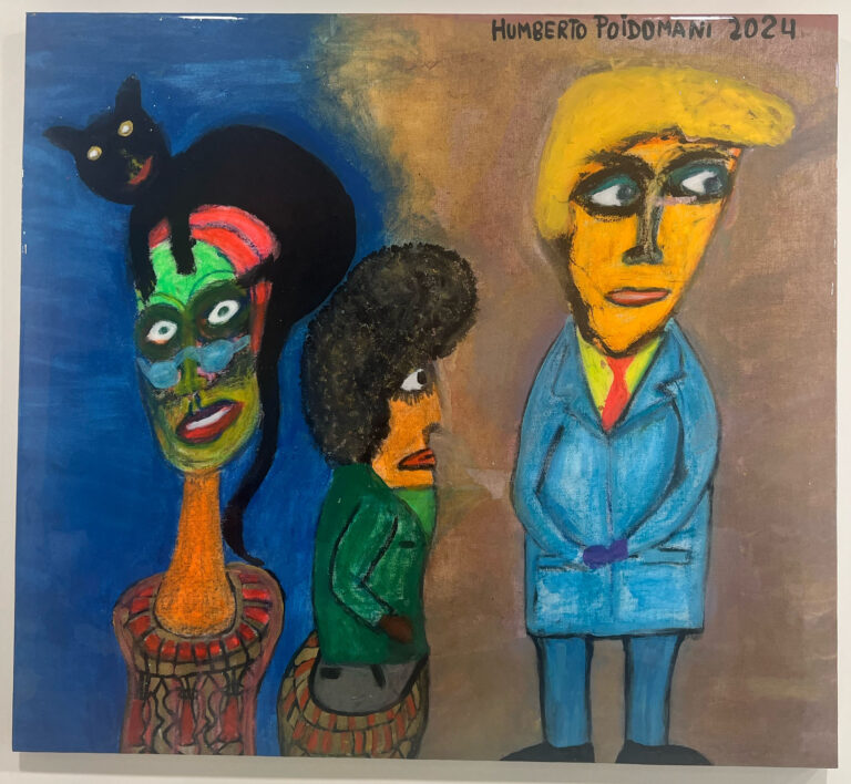 Obra de arte de mídia mista de Humberto Poidomani intitulada "Incertidumbre", acrílico sobre tela com revestimento de resina.