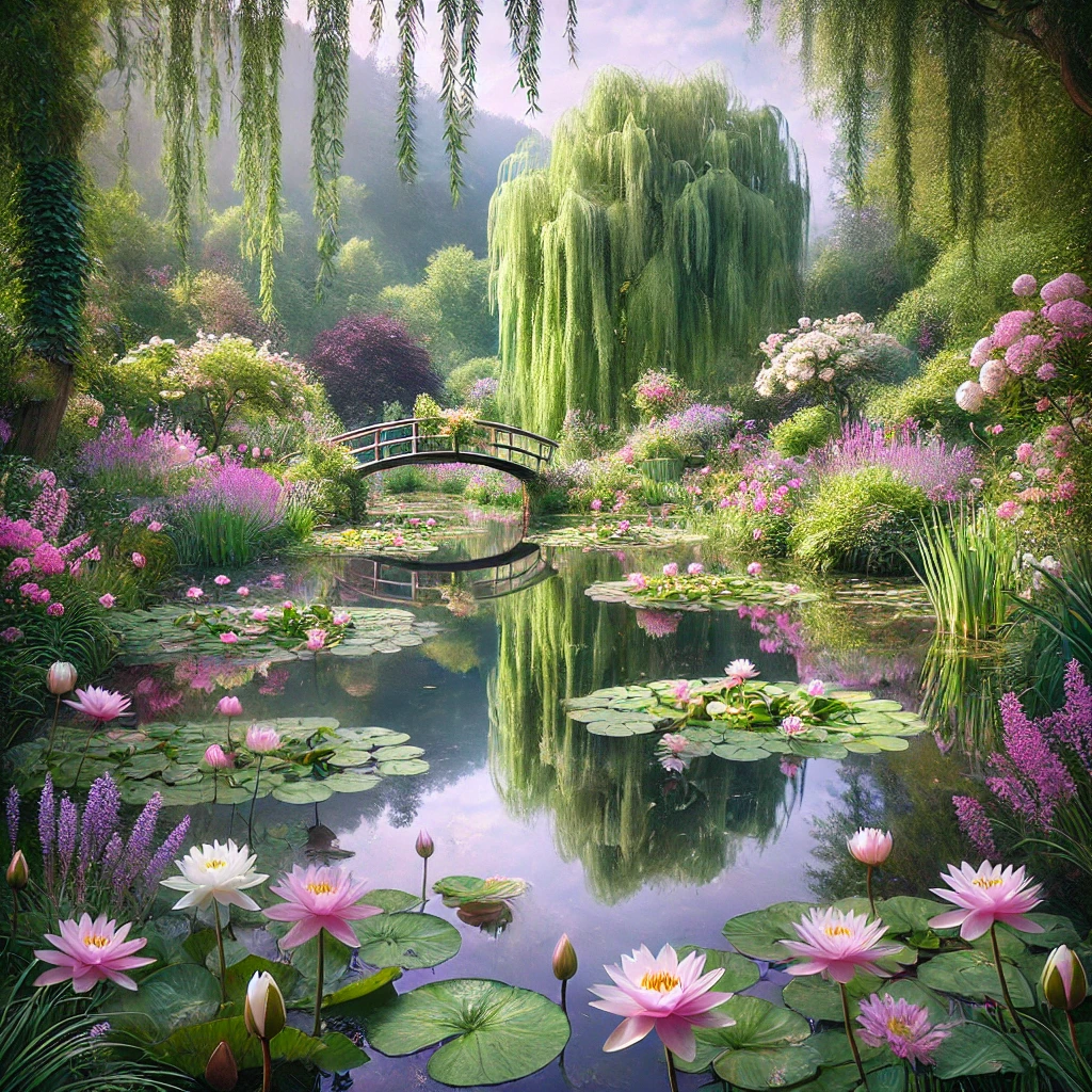 Jardín inspirado en la serie Nenúfares de Monet